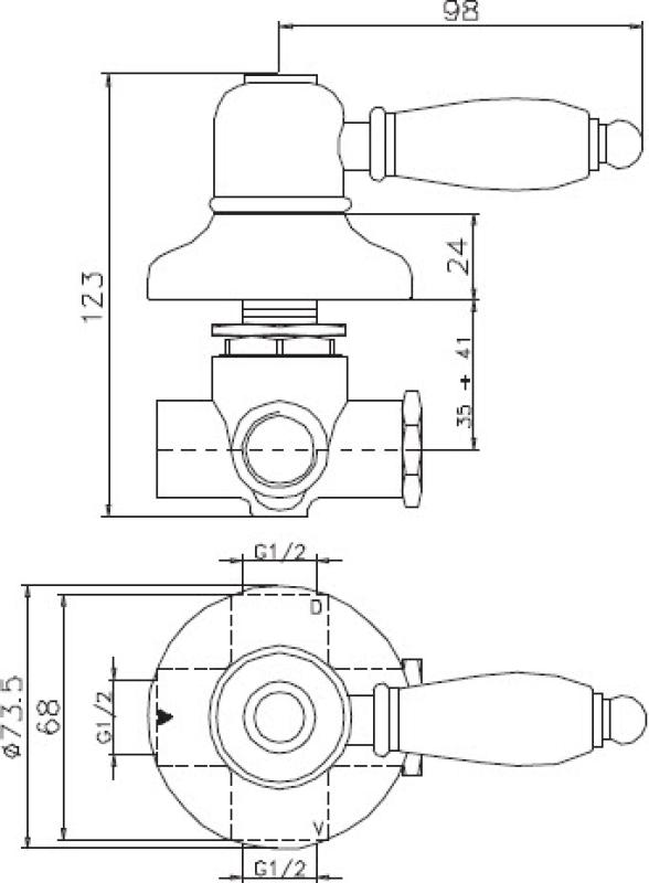 Huber Croisette Omstelkraan RVS 1/2 1150425320