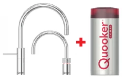 Quooker Nordic Round Twintaps Chroom COMBI+ Warm, koud, kokend water 22+NRCHRTT