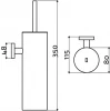 Clou Flat toiletborstelgarnituur wandmodel chroom TechnicalDrawing-Basic