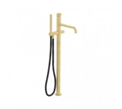 Waterevolution Flow vrijstaande badkraan met handdouche Light Gold T133WGE