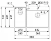 Franke Box Center BWX220-54-27 rvs spoelbak rechts met snijplank messenset en draadkorf 86x51cm 1208953951