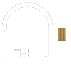 Waterevolution Flow 2-gats wastafelkraan geborsteld messing met lage U 113mm uitloop T1121UFLE