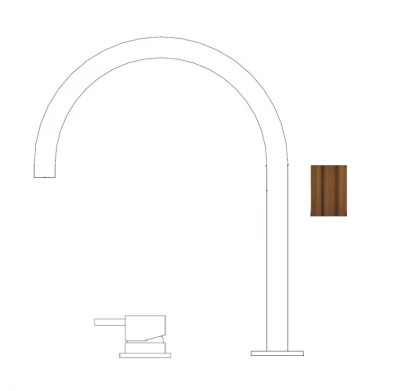 Waterevolution Flow 2-gats wastafelkraan PVD geborsteld koper met hoge U 213mm uitloop T1122UCPE