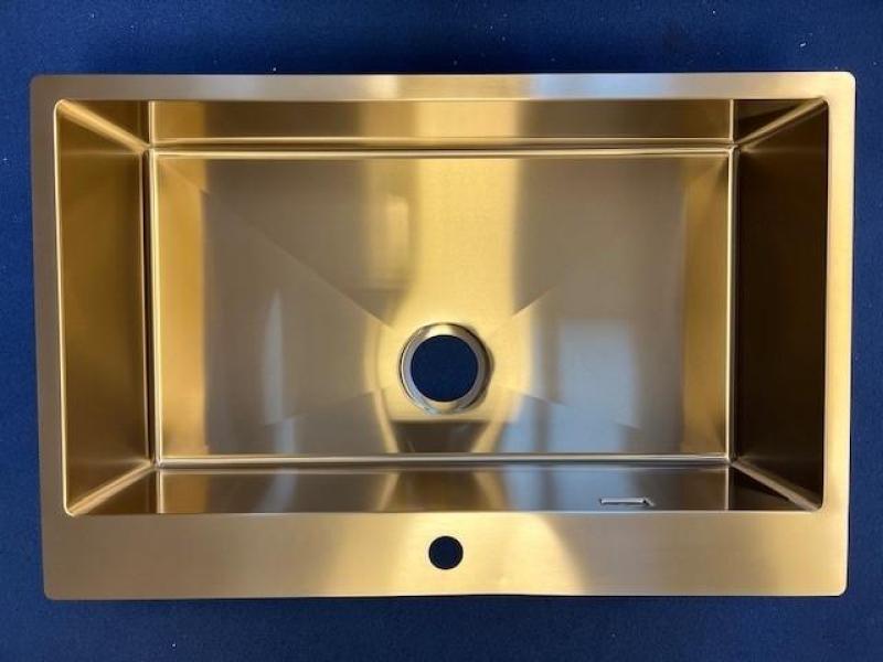 OUTLET Beschadigd! Ausmann Weser RVS PVD Gold 79x51 met kraangat onderbouw , opbouw en vlakinbouw 1208954936