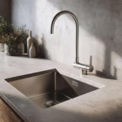 Aquadesign Caen Round keukenmengkraan RVS neerklapbaar