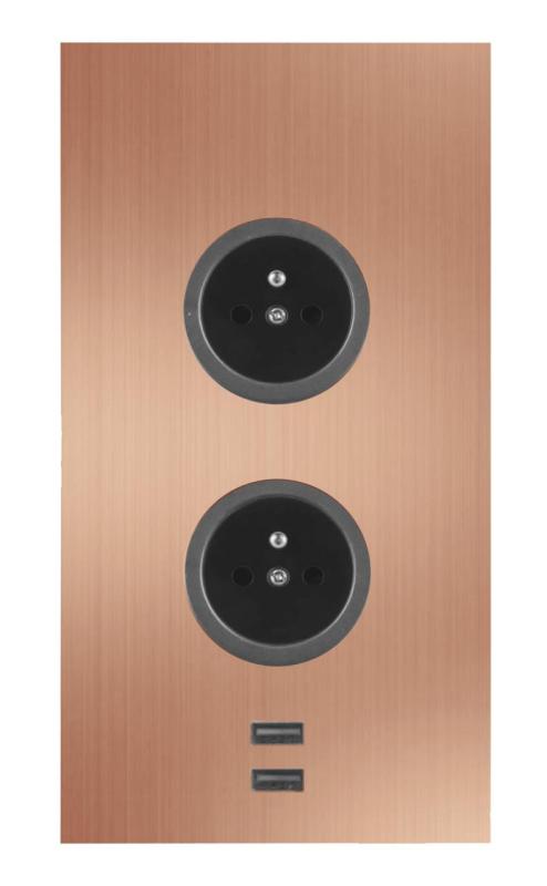 Indux Corner Еnergiezuil met 2 stopcontacten Penaarde en 2 x USB-lader Koper 1208955895