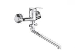 Aquadesign Sens muurkraan met extra lange uitloop totaal 40cm en handdouche aansluiting chroom 1208955952