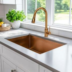 Quadri Stamford keukenmengkraan koper met uitneembare uitloop en sproeistand 1208956094