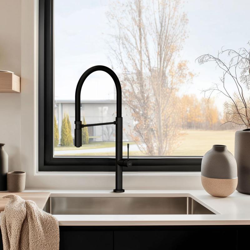 Quadri Brighton keukenmengkraan mat zwart met flexibele uitloop zwart 1208956103