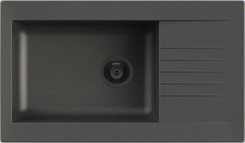 Ausmann Fibre grote zwarte kunststof spoelbak omkeerbaar met afdruip opbouw 86x50 cm met zwarte plug 1208956781