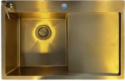 Ausmann Turt gouden spoelbak met afdruipgedeelte rechts 780x500mm opbouw en vlakbouw 1208956952