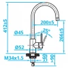 CARESSI Black Line eenhendel keukenmengkraan RVS zwart CA105BK ECO 1208920645