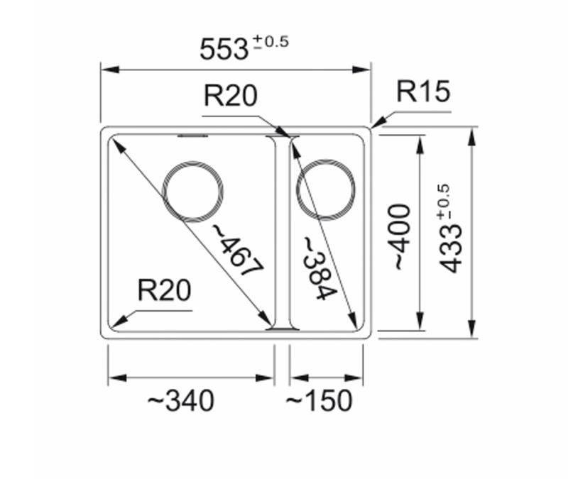 Franke Maris MRG 260/160-34-15 Fragranite black edition mat zwarte spoelbak vlakinbouw grote Bak Links