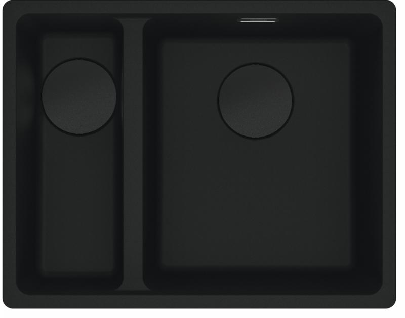 Franke Maris MRG 260/160-34-15 Fragranite black edition mat zwarte spoelbak vlakinbouw  grote bak rechts