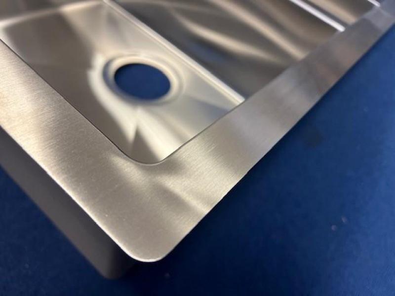 OUTLET Hoeken gebogen Ausmann Oder Blue 1,5 rvs spoelbak 100x51cm vlakbouw en opbouw met afdruipgedeelte 1208957486