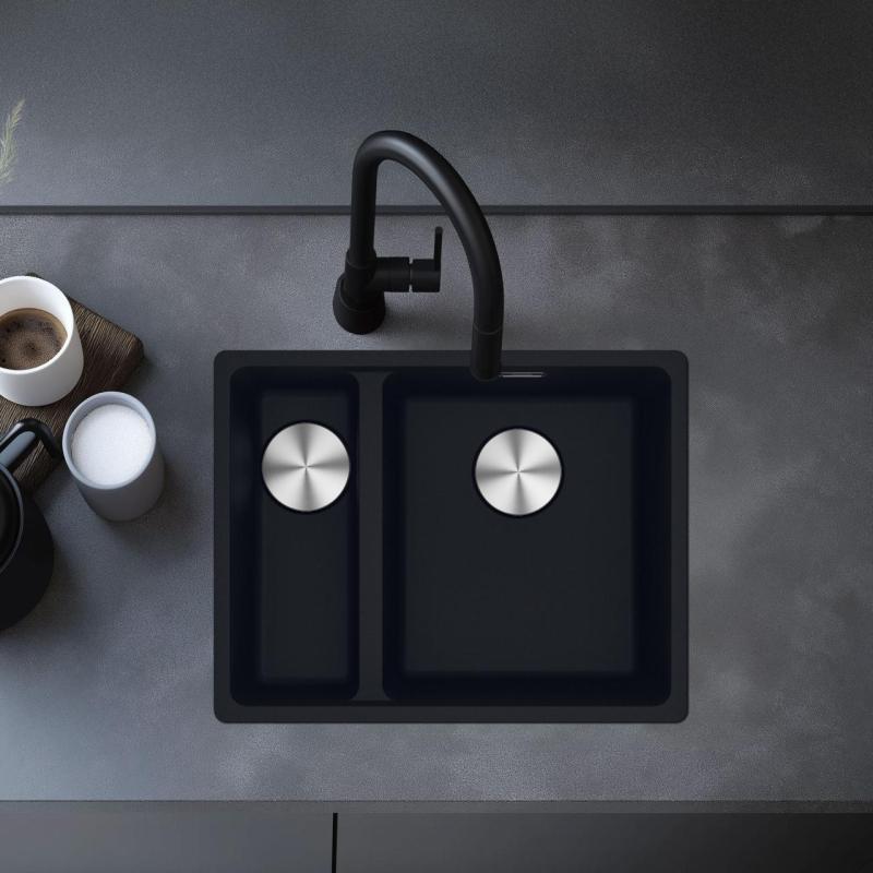 Franke Maris MRG 260-34-15 Fragranite Matt black spoelbak Bak Links vlakinbouw