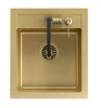 Quadri Londen graniet gouden spoelbak 43x50 cm met gouden plug en overloop opbouw 1208956057
