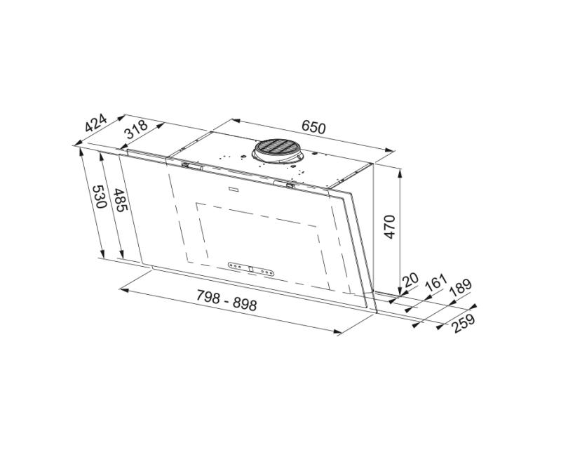 Franke Maris 2.0 Pro verticaal zwart glas afzuigkap 90cm 330.0682.357