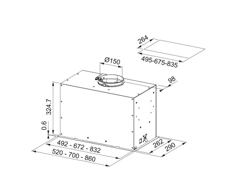 Franke Mythos Box Flush Premium inbouw RVS afzuigkap 70cm 305.0665.369