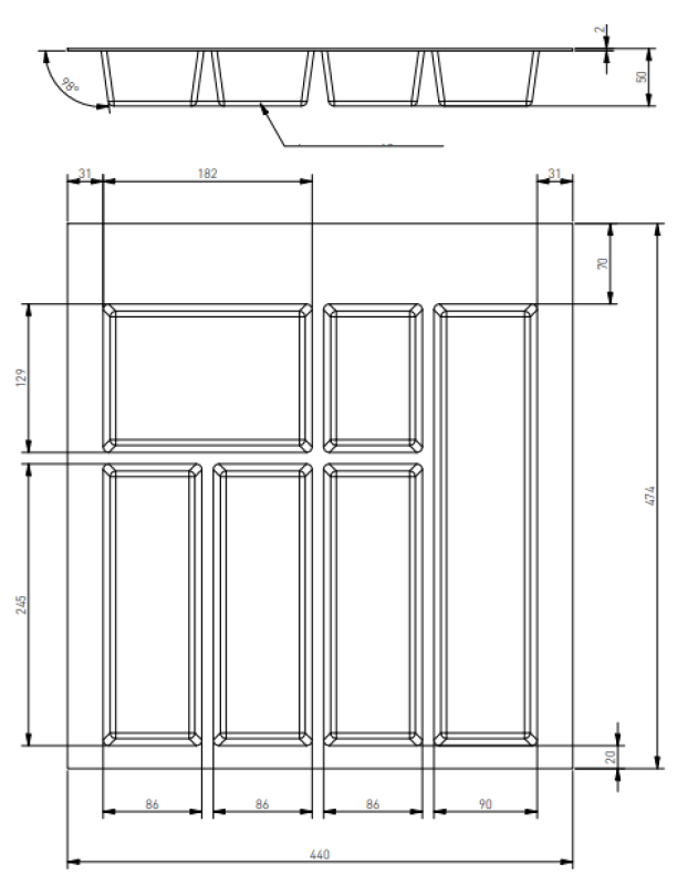 Decor Cutle Bestekbakken Inzet voor Keukenlade 500 Wit 1208966375