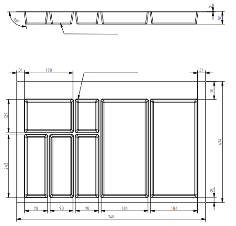 Decor Cutle Bestekbakken Inzet voor Keukenlade 800 Wit 1208966379