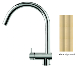 Waterevolution Flow keukenmengkraan PVD Geborsteld Light Gold met uittrekbare uitloop T155WGE