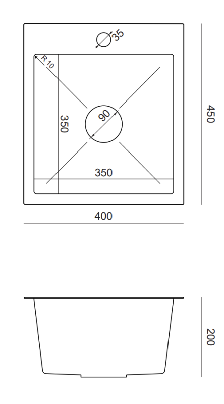 Quadri Dixton 40 set met zwarte rvs spoelbak met nano pvd 400x450 mm met kraangat opbouw en Quadri Conventry keukenkraan