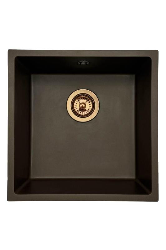 GraniteMy Universal granieten café spoelbak 40x40 cm opbouw, onderbouw en vlakinbouw met koperen plug 1208967217