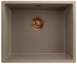 GraniteMy Universal granieten taupe spoelbak 50x40 cm opbouw, onderbouw en vlakinbouw met koperen plug 1208967225