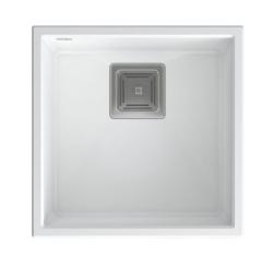 Quadri Hilcott  graniet onderbouw witte spoelbak met vierkante plug rvs 38x38cm 1208967242