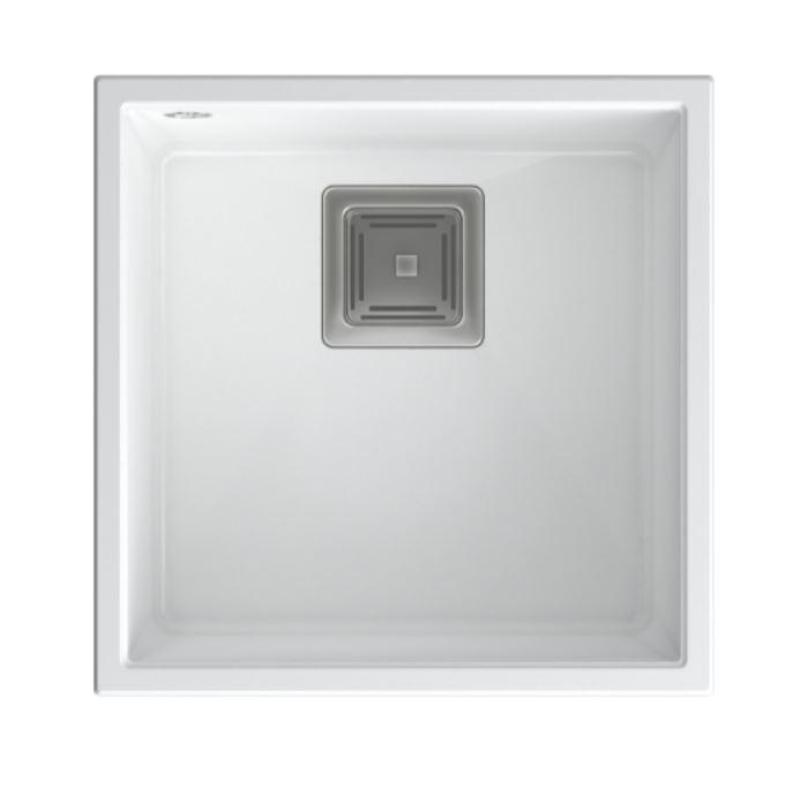 Quadri Hilcott  graniet onderbouw witte spoelbak met vierkante plug rvs 38x38cm 1208967242
