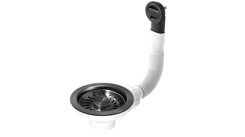 Granitemy korfplugset PVD geborsteld gun metal, afvoerset spoelbak incl. overloop rond en rechthoek 1208967253