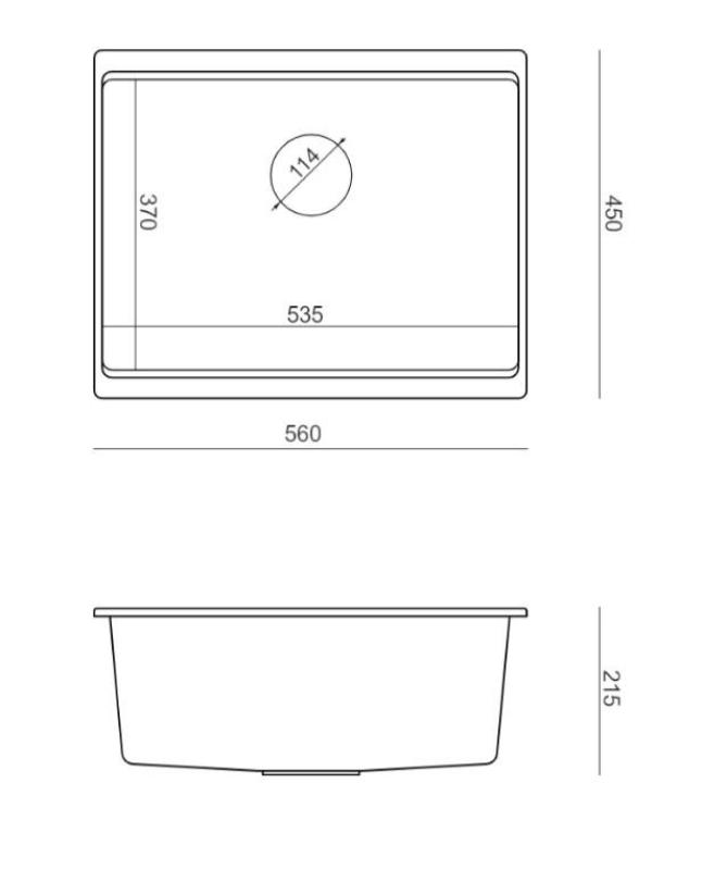 Quadri Newport II graniet onderbouw taupe spoelbak 560x450mm met koperen plug en afvoerkapje 1208967455