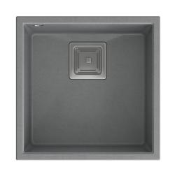 Quadri Luton grijs graniet onderbouw spoelbak 42x42cm met rvs plug 1208967483