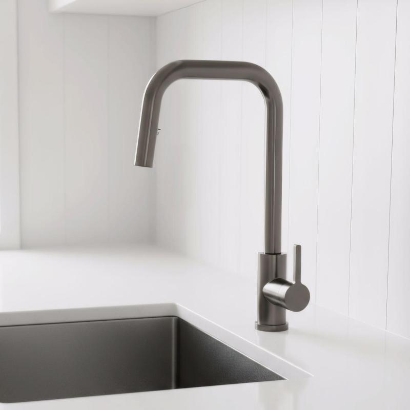 Pure.Sink Elite Steel Crystal-S keukenkraan PVD Gun metal met uittrekbare uitloop PS8050-61