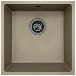 GraniteMy Universal Taupe Granieten Spoelbak 40x40 cm opbouw, onderbouw en vlakinbouw met gun metal plug - 1208967913