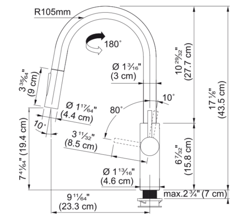 Franke Pescara J Eenhendel Mengkraan Zwart met Uittrekbare Uitloop en Spray Stand 115.0575.968