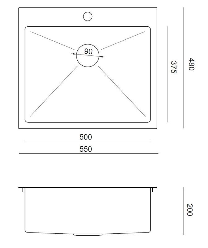 Aquadesign Clara Spoelbak Koper 55x48cm Opbouw of Vlakinbouw met Kraangatbank en Koperen Plug - 1208969505