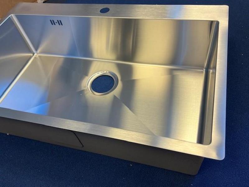 OUTLET Schade Ausmann Oder Blue grote rvs spoelbak 79x50cm vlakbouw en opbouw met kraangatbank 	1208969649