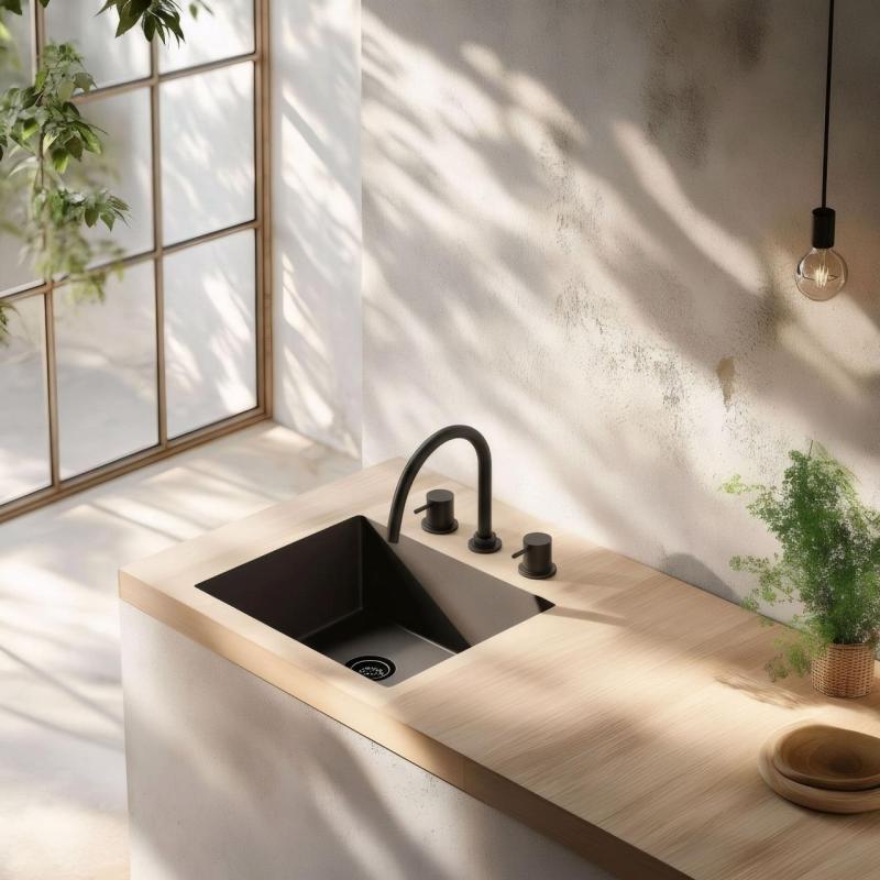 Waterevolution Flow 3-gats keukenmengkraan met draaibare uitloop en gefilterd water aansluiting zwart T152UPR