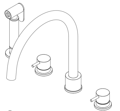 Waterevolution Flow 4-gats keukenmengkraan met uittrekbare sproeier chroom T153U01