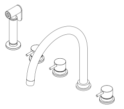 Waterevolution Flow 5-gats keukenmengkraan met uittrekbare sproeier en gefilterd water aansluiting light gold T154UWGE