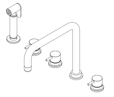 Waterevolution Flow 5-gats haakse keukenmengkraan met uittrekbare sproeier en gefilterd water aansluiting wit T154HBR