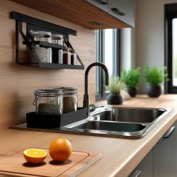 Epka Luxion Set Keukenrails 60 cm met Accessoires Metaal met Blindbevestiging Zwart 1208969993