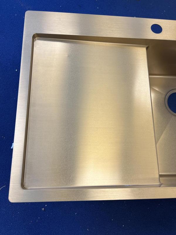 OUTLET DEUK Ausmann Turt gouden spoelbak met afdruipgedeelte links 780x500mm opbouw en vlakbouw 1208956942