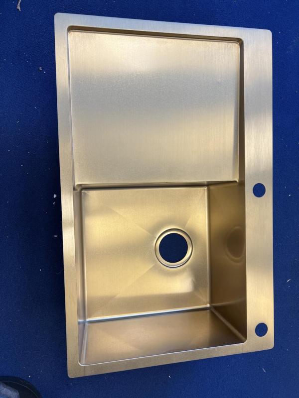 OUTLET DEUK Ausmann Turt gouden spoelbak met afdruipgedeelte links 780x500mm opbouw en vlakbouw 1208956942