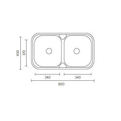 Banka Halifax RVS dubbele Spoelbak opbouw 80x45 cm 1208970060