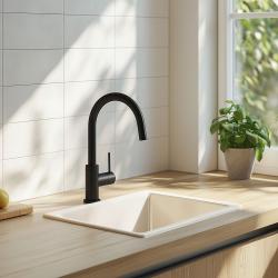 Ausmann Ceramic Ember Keramische Witte Vierkant  Spoelbak Opbouw en Onderbouw 40 x 40 cm met RVS plug 1208970094