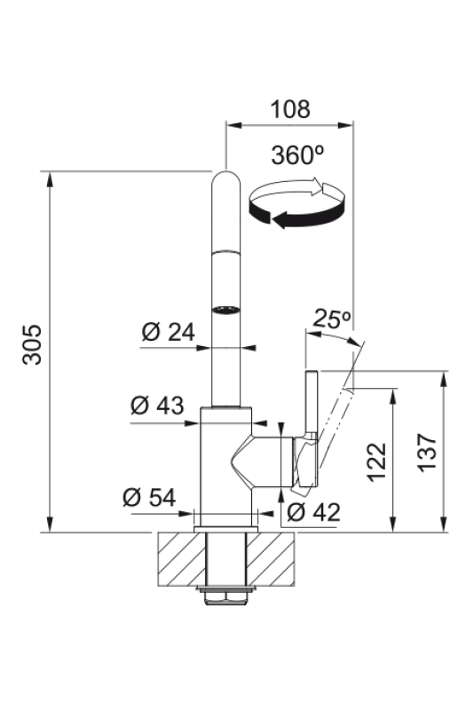 Franke Lina U Keukenkraan Zwart Uittrekbare Uitloop 115.0728.477