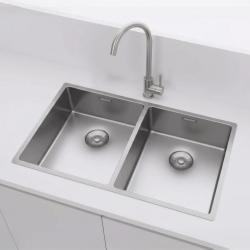 Pure.Sink Prestige Dubbele RVS spoelbak 70x40 cm 10mm radius onderbouw, vlakbouw en opbouw PPG343440-02